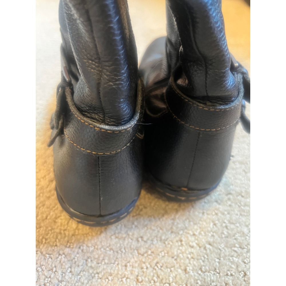 B.O.C. Black Pebbled Leather Tall Moto Buckle Boots Womens 11M Z26603 - Picture 3 of 6